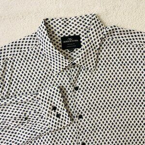 Rodd & Gunn Men's 2XL Geometric Button Front‎ Long Sleeve Shirt Italy Woven